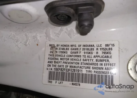 2015 Honda Civic Lx from USA, damaged, VIN 19XFB2F53FE281911